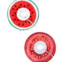 Pack Of 2 ANWA Adjustable Cat Cone Collar Soft, Cute Cat Donut Collar After Surgery, Kitten Recovery Cones to Stop Licking (Large, Watermelon, Tomato)