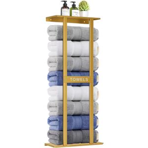 Bathroom Towel Storage Rack, Wall Mounted Bathroom Towel Rack, 30 inch Heavy Duty 6 Large Towels, Wall Mounted Towel Rack for Rolled Towels, Gold