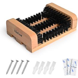 Wooden Boot Brush Scraper Outdoor - Boot Scrubber - Boot scrapers with Brushes Outdoor Mud & Dirt -8.27 * 5.91 * 2.52