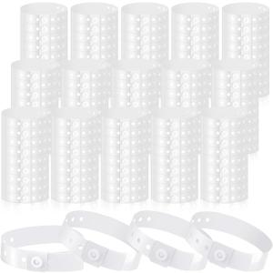 Henoyso 300 Pcs White Plastic Wristbands for Events Vinyl Waterproof Pool Wristbands Neon Color Plastic Bracelet for Party Events Arm Band Identification for Concerts Carnivals