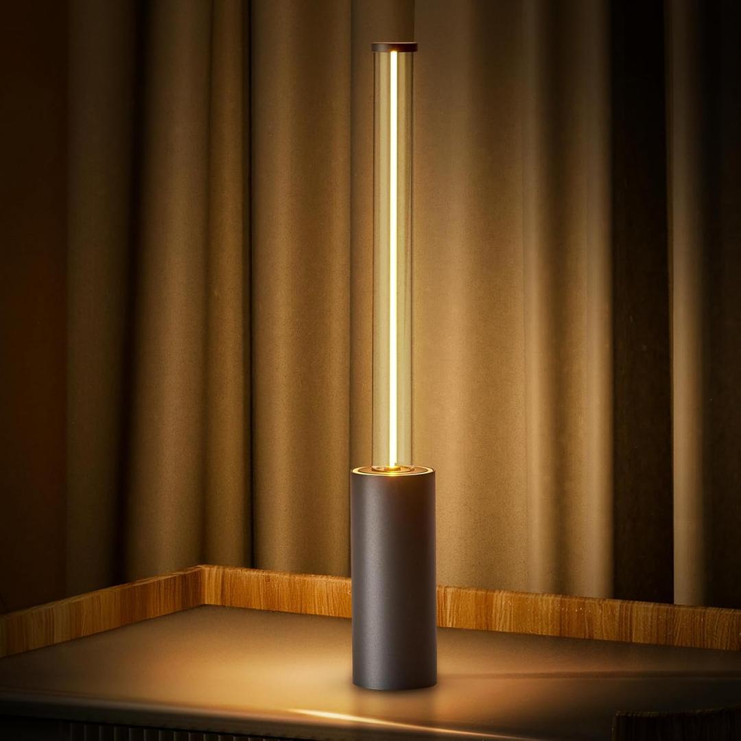 SisiHokai Portable Cordless Lamp, 3-Way Touch USB Rechargeable Battery Operated Table Lamp, Minimalist Small Lamp for Bedside and Kitchen, Ambient Light for Dining and Bar, Grey (Gray)