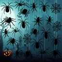 Sintuff 24 Pcs Halloween Spiders Hanging Decoration - Outdoor Spiders Webs Plastic Decor for Tree, Porch, Yard