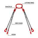 Happybuy 5Ft Chain Sling 5/16 Inch X 5 Ft Engine Lift Chain G80 Alloy Steel Engine Chain Hoist Lifts 3 Ton with 4 Leg Grab Hooks