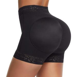 Womens Shapewear Control Panties Butt Lifter Boyshort Lace Panties Underwear (X-Large, Black Mid Thigh)