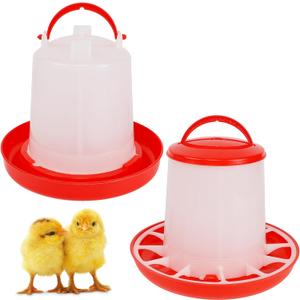 winemana Chick Feeder and Waterer Set  1 LB + 1 L Hanging Plastic Containers for Outdoor Baby Chicks Small Poultry Drinkers Feeders