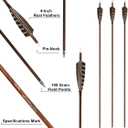 Letszhu Archery Carbon Arrows Wooden Grain Shaft 500 Spine with Feather Fletching for Hunting Target Shooting, 29 Inch Arrows 6 Pack
