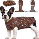 Kuoser Dog Recovery Suit for Post-Surgery Care, Spay Neuter Bodysuit for Female & Male Dogs, Anti-Licking Surgical Onesie, Snug Fit for Abdominal Wound Protection & Skin Healing, Brown S (S (Back:11.4-13.4'', Weight:7-15 Lb))