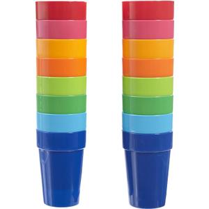 US Acrylic Spectrum Unbreakable Plastic 10 ounce Stackable Juice Tumblers in 8 Assorted Colors | Set of 16 Kids Drinking Cups | Reusable, BPA-free, Made in the USA, Top-rack Dishwasher Safe