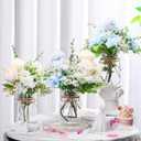 Zeyune 6 Sets Mason Jar Table Centerpiece with Hydrangea Artificial Flowers in Glass Vase Farmhouse Decorative Mason Jar Floral Arrangement for Coffee Table Wedding Living Room Home Decor(Blue, White)
