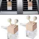 2PCS Car Essential Oil Diffuser,Interior Car Accessories Empty Essential Oil Diffuser Bottle,Refillable Empty Glass Perfume Bottles with Vent Clip,Wooden Cap and Stick,Fits Most Vehicles (2pcs) (1 Count (Pack of 1))