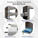 Towel Bar Towel Rack Bathroom Towel Rack, Adhesive Wall Mounted, 180-Degree Rotatable, 3-Bar Space Aluminum Towel Holder for Bathroom with Protective End Caps and Integrated Hooks Bath Towel Holder