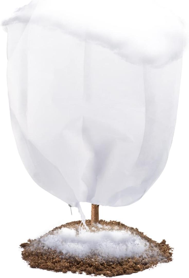 Abimars Thicker Plant Covers Freeze Protection Jacket 2.36 oz/yd, 9.8'x9.8' Reusable Winter Plant Covers with Drawstring & Zipper, 1 Pack Light, Porous Fabric for Plant Breathing