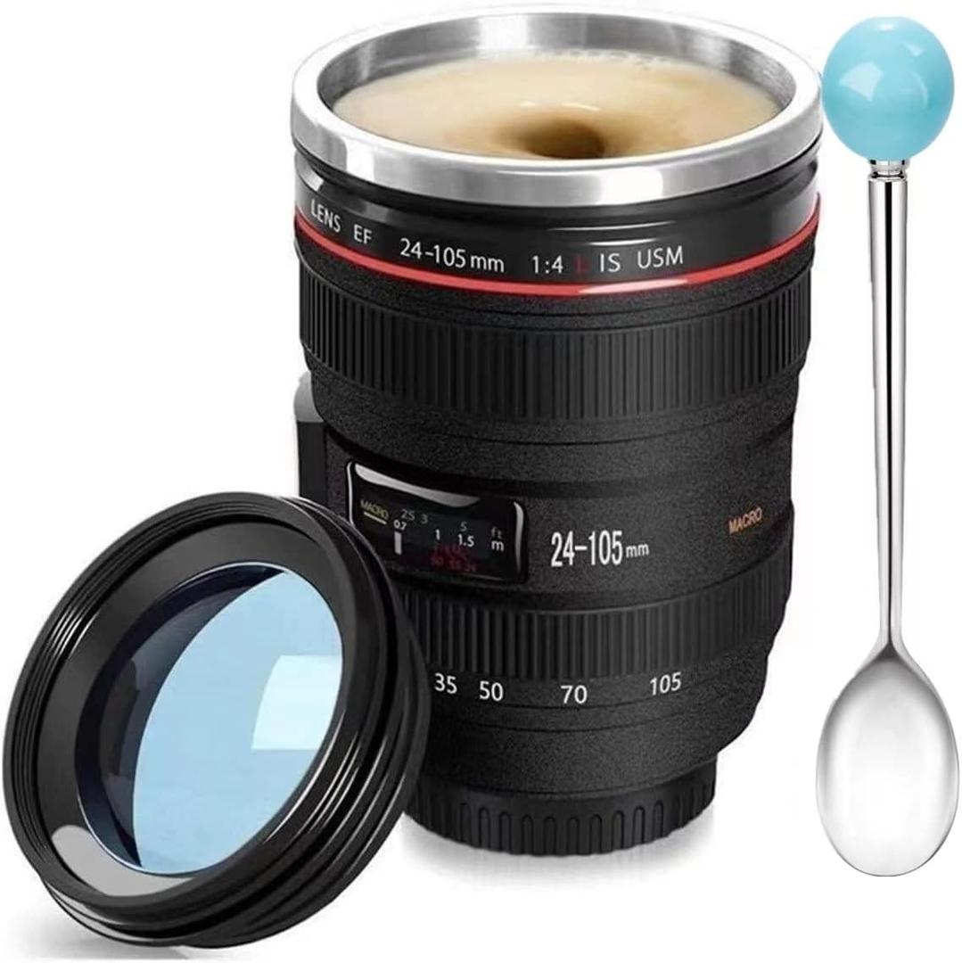 Camera Lens Coffee Mug,Camera Lens Mug,Fun Photo Coffee Cup Stainless Steel Lens Mugs Thermos Great Gifts for Photographers,Home Supplies,Friends,School Rewards