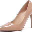 Women's Closed Heels Pointed Toe Pumps High Heels Silver Party Wedding Dress Shoes 4 Inch Slip on Heeled Sandals Platform Crystal Rhinestone Comfort Sexy Lowpointed (10, Nude)