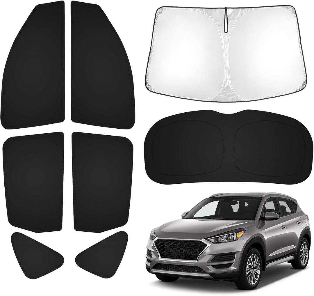 T TGBROS Windshield Sun Shade for Hyundai Tucson 2016-2021 Car Window Shades Thicken UV Block and Blackout Privacy Foldable Sunshades 8PCS Accessories Keep Cool Sun Visor Covers