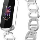 Compatible with Fitbit Luxe Band Adjustable Stainless Steel Parker Link Bracelet Replacement Wristbands Classy Dressy Straps for Luxe Accessories for Women (Silver)