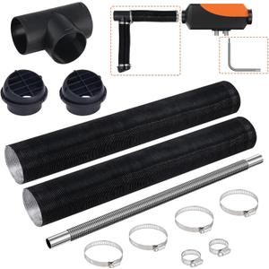 VEVOR Diesel Heater Pipe Ducting Set, 3" Extendable Air Duct Hose, 1" Stainless Steel Exhaust Pipe, 2 Air Vents, Tee Air Outlet Connector and Hose Clamps, for 2KW/5KW/8KW Diesel Parking Heaters