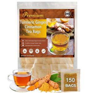 Premium Turmeric Ginger Cinnamon Tea Bags Organic, Turmeric Ginger Herbal Tea, 150 TeaBags, 100% Natural, Hand-made Blend, No Sugar, No Caffeine, No Gluten, Vegan (EXP 09/20/26)