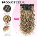 Curly Clip In Hair Extensions, 4PCS 16 Inch Brown with Blonde Highlights Extensions Clip Ins, Lace Weft Short Curly Invisible Natural Hairpieces for Women