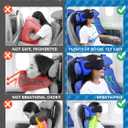 Airplane Pillow Combo with Chin Strap, Travel Pillows for Airplanes with Sleep Eye Mask, Plane Pillow for Long Flights, Car Road Trip, 360 Headrest, Stop Bobblehead, Black