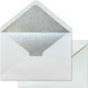 50PCS A7 Silver Envelopes with Adhesive Self-Sealing, 5.3 x 7.7 inches Pearlescent Envelopes Perfect for 5'' x 7'' Weddings Invitation (Pearl Ivory + Silver Glitter Liner)