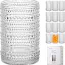 Amzcku Vintage Highball Drinking Glass Set of 12 - Kitchen Glasses Cup for Water, Cocktail, Milk, Juice and Beverage