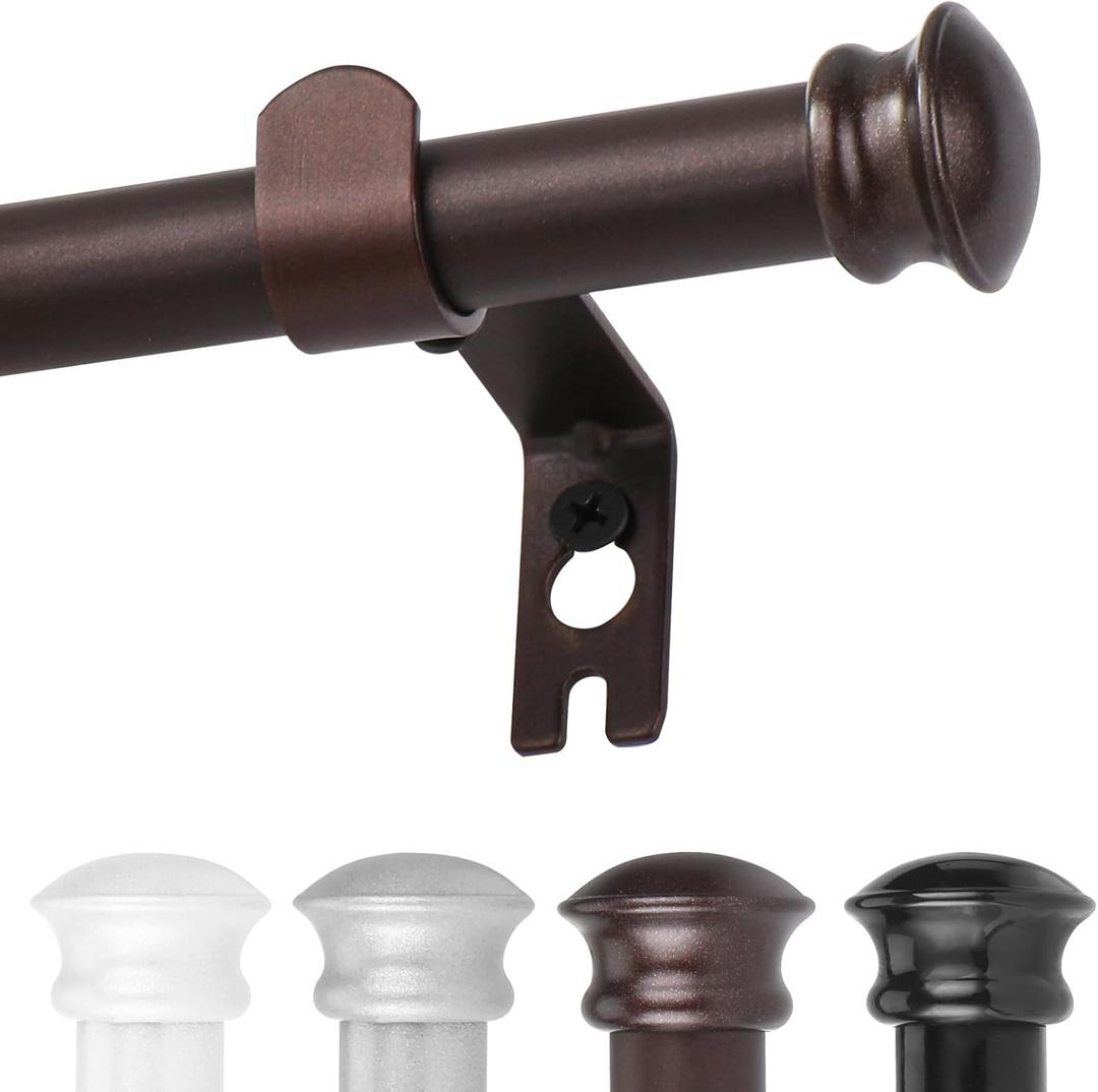 Bronze Curtain Rods for Windows 30 to 88 Inches with Brackets, Decorative 5/8 Inch Diameter Single Window Curtain Rod Set for Room Divider, Bedroom, Living room, Kitchen, Bathroom
