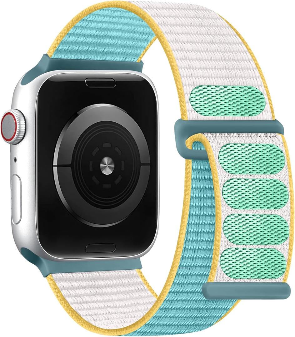 2 x DaQin Nylon Sport Loop Compatible with Apple Watch Band 40mm 38mm 41mm 42mm 44mm 45mm 46mm 49mm, Soft Breathable Braided Wristband for iWatch Band for Women Men Series 11 10 9 8 7 6 5 4 3 2 1 SE Ultra (AuroraBlue)