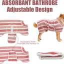 Fast Drying Dog Bath Robe, Super Absorbent Stripes Dogs Towel, Adjustable Warm Keeping Pet Puppy Bath Supplies (Red, L)