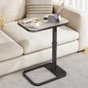 Kitstorack TV Tray Table, Adjustable Height & 90 Flip-Over Panel Design, Sofa Arm End Side Table for Eating Laptop Couch Bed Dinner or Small Spaces, Gray (Grey)