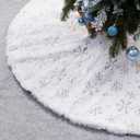 XAMSHOR Sequin Christmas Tree Skirt Soft Plush Mat White Faux Fur Holiday Party Decorations 24 Inch