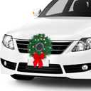 Christmas Car Decoration Wreath with Lights, Fits Car, Truck, SUV or Any Car, Mounting Equipment Included 