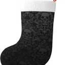 Gothic Wallpaper Skull Soft Plush Holiday Stockings, Traditional Bulk Christmas Stockings For Xmas Fireplace