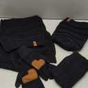 Womens Winter Beanie Hat Scarf Gloves Headband Set, Slouchy Beanie Ear Warmer Knit Scarf Touchscreen Gloves Warm 4 Gift Set, One Size (Black)