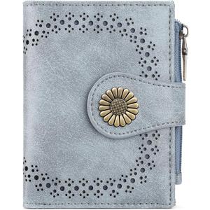 SENDEFN Small Wallets for Women Bifold RFID Blocking Leather Card Holder Compact Wallet with Zipper Coin Pocket