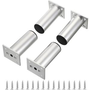 Sumnacon 4PCS Aluminium Alloy Furniture Legs - Round Adjustable Sofa Legs Furniture Cabinet Legs, 4 Inch Funiture Feet for Cabinet Desk Table Chair Sofa Bed, Silver