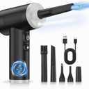Compressed Air Duster, 100000RPM Handheld Car Air Blower& Pump, 3 Gear Adjustable Electric Air Duster/Mini PC Cleaner, Rechargeable Keyboard Duster with LED Light-8 Kits Air Blower for Computer