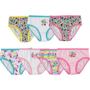 Disney Girls' Minnie Mouse Underwear with Multiple Print and Silhouette Options in Sizes 2/3t-8 (7-pack 100% Combed Cotton With Classic Print)