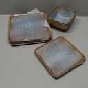 Golonger Square Melamine Dinnerware Sets of 11 Pcs,Square Plates and Bowls Sets,Unbreakable Dish Set for 4,Lightweight, Dishwasher Safe and BPA Free,Suit for RV,Camping