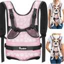 Pawaboo Pet Dog Front Carrier Backpacks, Legs Out Pet Carrier Backpack, Adjustable Easy-fit Dog Chest Carriers for Small Medium Dogs Hands Free for Travel Hiking Cycling Camping, Medium, Pink Daisy
