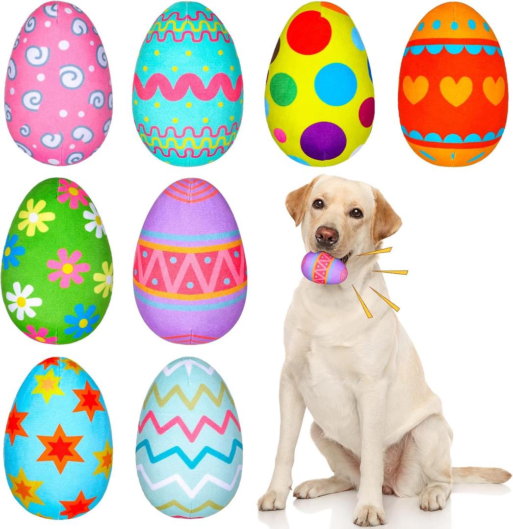 Threan 8-piece Easter Egg for Dog with Interactive Squeakers Plush Easter Egg, Fun Gifts for Medium & Small Dogs & Puppies, Durable Stuffed