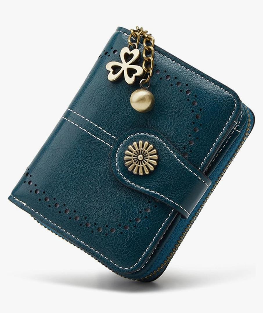 Small Wallet for Women Leather Bifold Compact RFID Blocking with Zipper Coin Pocket