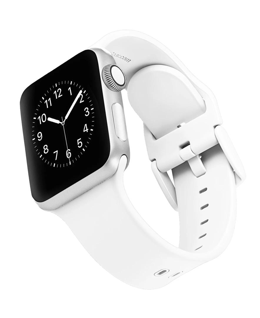 WITHit White Action Keeperless Silicone Band with White Stainless-Steel Buckle Closure for 38/40/41mm Apple Watch