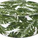 LVTXIII Indoor/Outdoor Inflatable Ottoman, D31 x H14 Inch Large Round Ottoman, All Weather Foot Rest Stool, Portable Footrest for Patio, Garden, Camping and Home - Palm Green