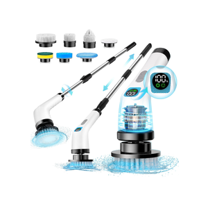 ALPONI Electric Spin Scrubber LA1 Pro, Cordless Spin Scrubber with 4 Replaceable Brush Heads and Adjustable Extension Handle, Power Cleaning Brush for Bathroom Floor Tile (White)