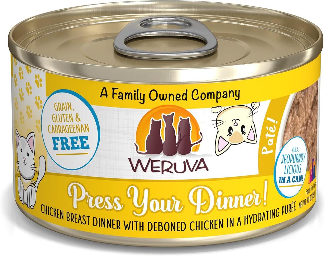 Weruva Classic Cat Paté, Press Your Dinner with Chicken, 3oz Can (Pack of 12) (EXP 02/14/29)