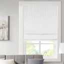 Madison Park Galen Cordless Roman Shade, 33"W x 64"H, Sheen White Room Darkening, Thermal Insulated, Energy Efficient Window Blind with Subtle Sheen Basketweave Fabric for Privacy