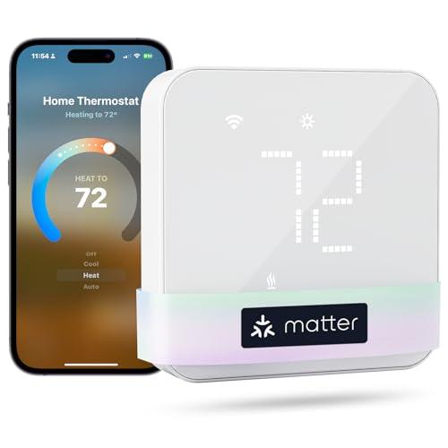Meross Smart Thermostat for Home, WiFi Thermostat Works with Matter, Alexa, Apple Home, Google Assistant, App & Voice Control, 7x24h Scheduling, Energy Saving, C-Wire Required