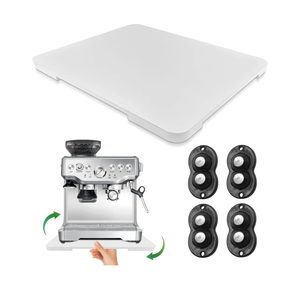 Appliance Slider 360° Rolling Tray for Coffee Maker- Bamboo Coffee Pot Slider Tray for Countertop Rotation Sliding Tray with Wheels, Appliances Mat Easily from Under The Cabinet White (15.7"×13")