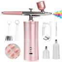 SAVILAND Super-Stable Airbrush Kit: 25 PSI Precision Airbrush for Nails Recharge Dual-Mode Airbrush Gun 0.3mm Nozzle Airbrush Machine Makeup Protable Airbrush Gel Nail Ombre French Paint Nail Art